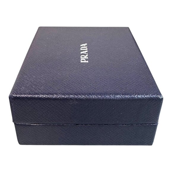Prada Saffiano Leather Blue Gift Box EMPTY 5.5x4.5 Wallet Jewelry Authentic - Picture 3 of 10